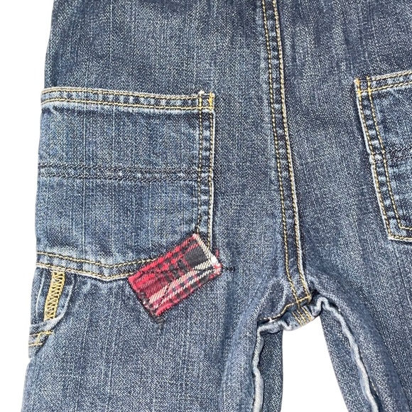 Oshkosh B'Gosh Vestbak Overalls Jean Denim Plaid Flannel Patch Bibs Boys 18 m - Picture 7 of 9